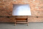 Vintage Industrial Anco Bilt Cast Iron and Oak Drafting Table with Steel Surface - Image 3
