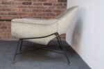 Wide Vintage Italian Metal and Velvet Lounge Chair by Augusto Bozzi for Saporiti - Image 9