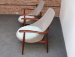 Pair of Vintage Italian Slipper Chairs in Walnut and Mohair by Fratelli Marelli - Image 6