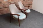 Pair of Vintage Italian Slipper Chairs in Walnut and Mohair by Fratelli Marelli - Image 4