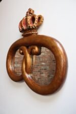 Vintage Jo Mead Painted Composite Pretzel and Crown Mirrored Bakery Trade Sign - Image 5