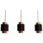 Set of Three Danish Tunika Copper Pendant Lamps by Jo Hammerborg for Fog & Mørup