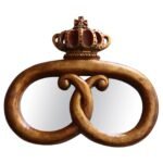 Vintage Jo Mead Painted Composite Pretzel and Crown Mirrored Bakery Trade Sign