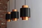 Set of Three Danish Tunika Copper Pendant Lamps by Jo Hammerborg for Fog & Mørup - Image 10