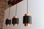Set of Three Danish Tunika Copper Pendant Lamps by Jo Hammerborg for Fog & Mørup - Image 9