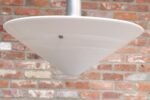 Art Deco Milk Glass Conical Pendant Ceiling Fixture with Concentric Circle Motif - Image 6
