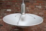 Art Deco Milk Glass Conical Pendant Ceiling Fixture with Concentric Circle Motif - Image 7