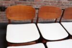 Set of Eight Italian Modern Shell Dining Chairs in Teak and Bouclé by Saporiti - Image 10