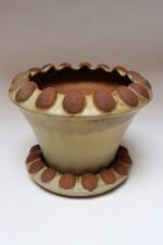 Large Mid-Century Modern Glazed Terracotta Planter with Saucer by Deanna Nichols - Image 4