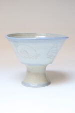 Vintage Incised Studio Pottery Compote Vase with Shell Motif by Deanna Nichols - Image 3