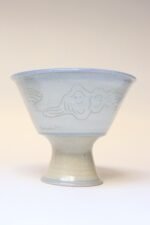 Vintage Incised Studio Pottery Compote Vase with Shell Motif by Deanna Nichols - Image 2