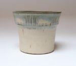 Vintage Beige and Light Blue Studio Pottery Planter Vase by Deanna Nichols - Image 6