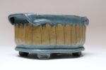 Oblong Vintage Blue and Ochre Studio Pottery Planter Vase by Deanna Nichols - Image 2