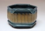 Oblong Vintage Blue and Ochre Studio Pottery Planter Vase by Deanna Nichols - Image 7