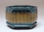 Oblong Vintage Blue and Ochre Studio Pottery Planter Vase by Deanna Nichols - Image 6