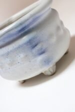 Vintage Cream and Blue Matte Glaze Studio Ceramic Planter by Deanna Nichols - Image 30