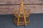 Vintage Italian Oval Bar Cart / Trolley on Caster Wheels in Bamboo and Rattan - Image 8