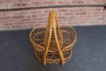 Vintage Italian Oval Bar Cart / Trolley on Caster Wheels in Bamboo and Rattan - Image 7