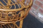 Vintage Italian Oval Bar Cart / Trolley on Caster Wheels in Bamboo and Rattan - Image 26
