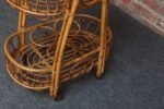 Vintage Italian Oval Bar Cart / Trolley on Caster Wheels in Bamboo and Rattan - Image 31