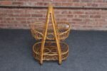 Vintage Italian Oval Bar Cart / Trolley on Caster Wheels in Bamboo and Rattan - Image 6