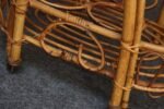 Vintage Italian Oval Bar Cart / Trolley on Caster Wheels in Bamboo and Rattan - Image 18