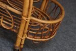 Vintage Italian Oval Bar Cart / Trolley on Caster Wheels in Bamboo and Rattan - Image 17