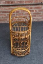 Vintage Italian Oval Bar Cart / Trolley on Caster Wheels in Bamboo and Rattan - Image 5