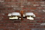 Mid-Century American Modern Walnut and Brass Chandelier Pendant by Imperialites - Image 3