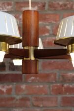 Mid-Century American Modern Walnut and Brass Chandelier Pendant by Imperialites - Image 20