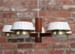 Mid-Century American Modern Walnut and Brass Chandelier Pendant by Imperialites - Image 2
