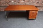 Danish Modern "Kontour" Steel and Teak Executive Desk by Hans Wegner - Image 3