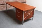 Danish Modern "Kontour" Steel and Teak Executive Desk by Hans Wegner - Image 6