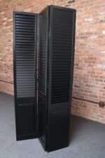 Vintage Three Panel Ebonized Shutter Form Mirrored Room Divider or Screen - Image 6