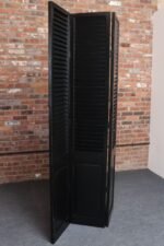 Vintage Three Panel Ebonized Shutter Form Mirrored Room Divider or Screen - Image 4