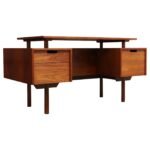 Mid Century Floating Top Walnut Desk by Milo Baughman for Glenn of California