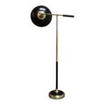 Vintage Brass, Chrome and Painted Metal Adjustable Floor Lamp with Pivoting Arm