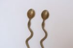 Pair of Antique Brass Snake-Form Serpentine Demitasse Spoons - Image 4