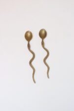 Pair of Antique Brass Snake-Form Serpentine Demitasse Spoons - Image 2