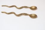 Pair of Antique Brass Snake-Form Serpentine Demitasse Spoons - Image 8