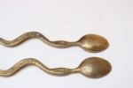 Pair of Antique Brass Snake-Form Serpentine Demitasse Spoons - Image 13