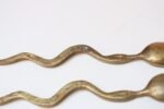 Pair of Antique Brass Snake-Form Serpentine Demitasse Spoons - Image 12