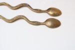 Pair of Antique Brass Snake-Form Serpentine Demitasse Spoons - Image 9