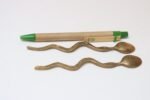 Pair of Antique Brass Snake-Form Serpentine Demitasse Spoons - Image 10