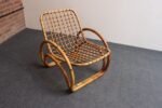 Vintage Italian Bamboo and Wicker Sculptural Lounge Chair - Without Cushions - Image 6