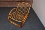 Vintage Italian Bamboo and Wicker Sculptural Lounge Chair - Without Cushions - Image 10