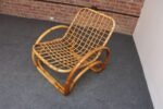 Vintage Italian Bamboo and Wicker Sculptural Lounge Chair - Without Cushions - Image 8