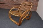 Vintage Italian Bamboo and Wicker Sculptural Lounge Chair - Without Cushions - Image 9