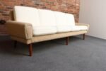 Danish Modern Four Seat Long Sofa in Teak and Two-Tone Bouclé - Image 3