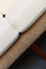 Danish Modern Four Seat Long Sofa in Teak and Two-Tone Bouclé - Image 13